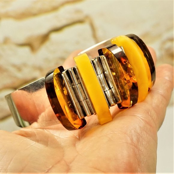 RARE BALTIC AMBER STERLING BRACELET By GLIWINSKI - Picture 16 of 16